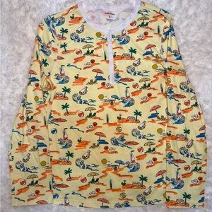 Roller Rabbit Beach Party long sleeve pajama top size small
